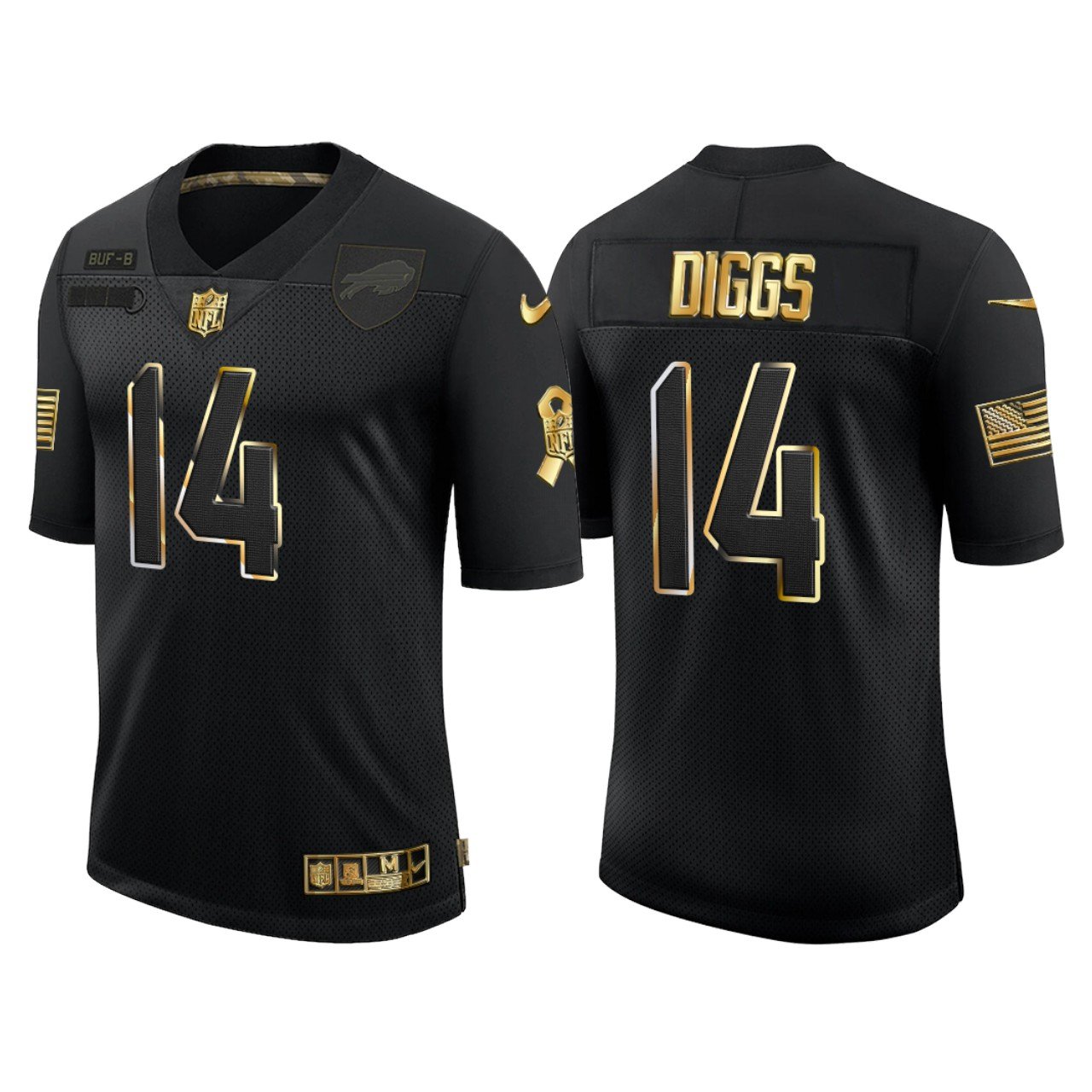 Men's Buffalo Bills Stefon Diggs Black Salute to Service Golden Limited  Jersey Stitched