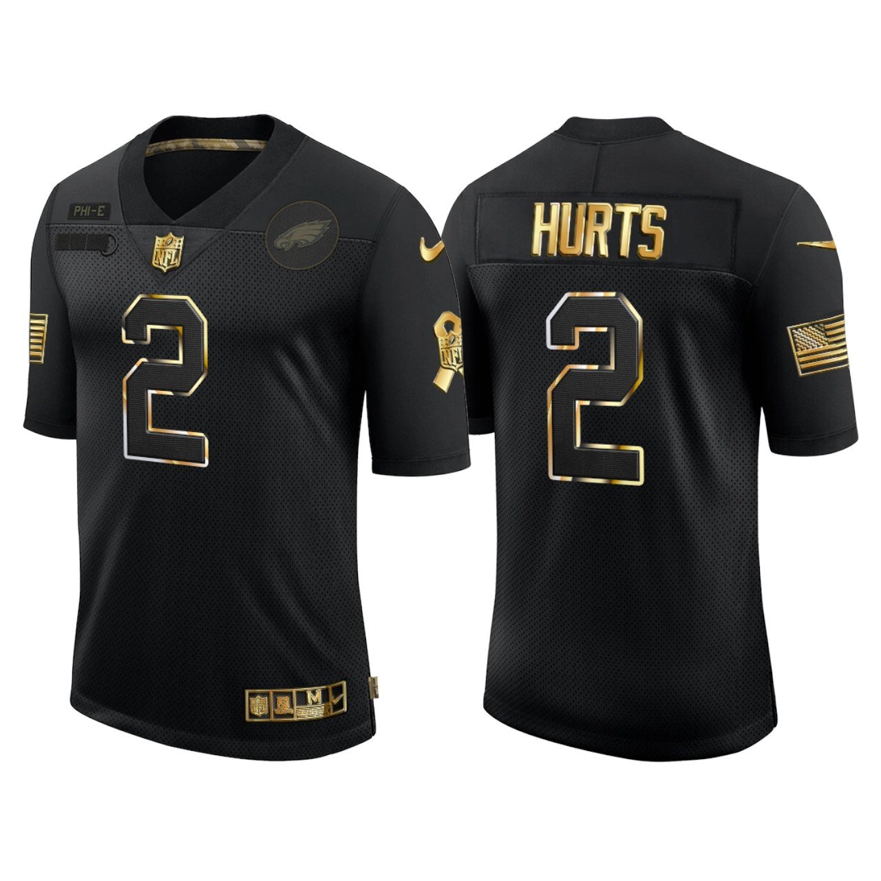 Men's Philadelphia Eagles Jalen Hurts Black Salute to Service Golden ...