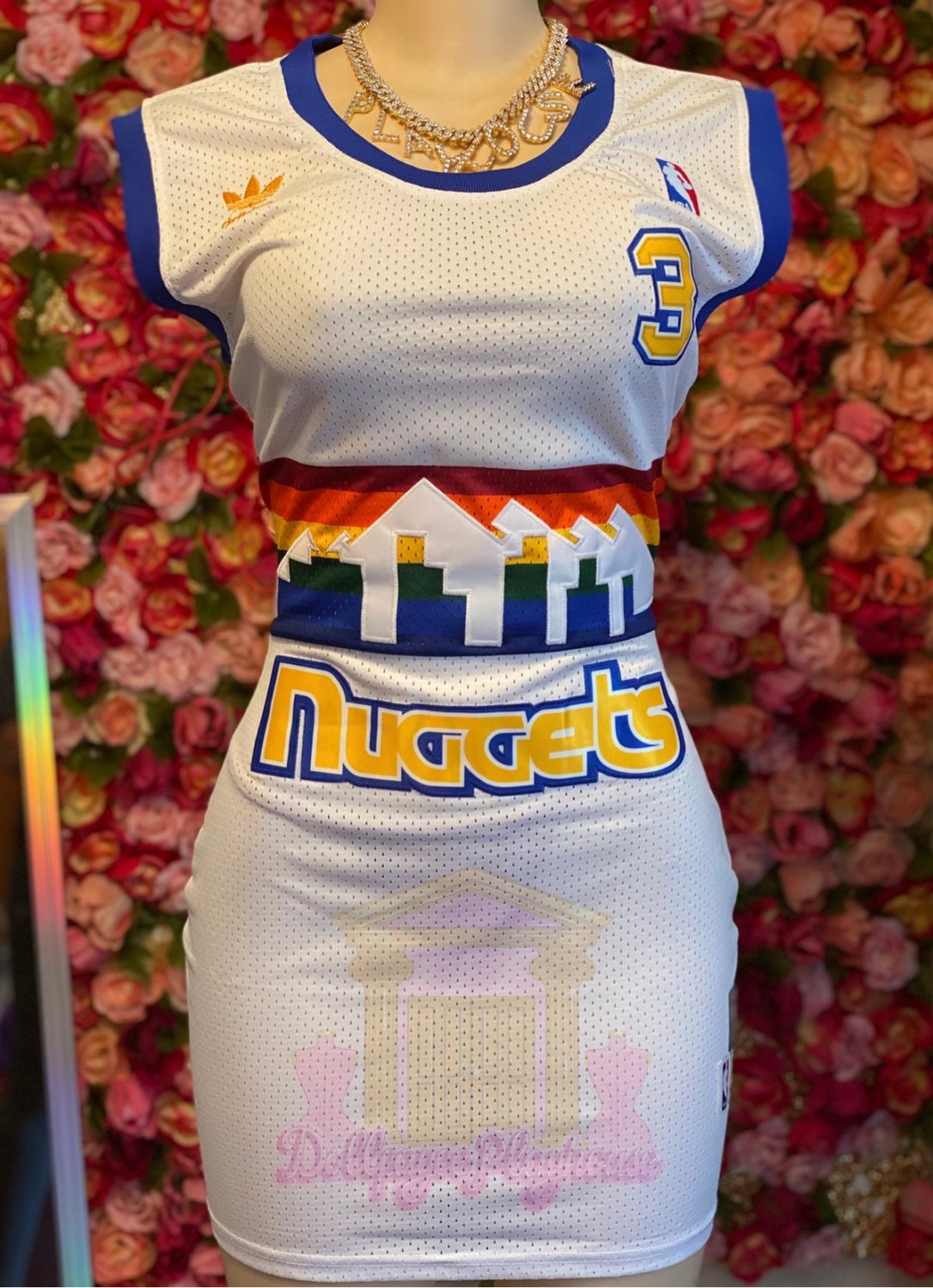 Women's Denver Nuggets Allen Iverson White Fitted Jersey Dress