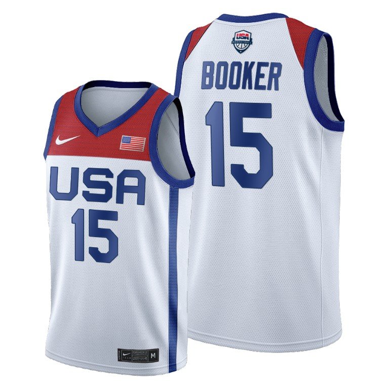 #15 Devin Booker USA Men's Basketball 2021 Tokyo Olympics Jersey White ...
