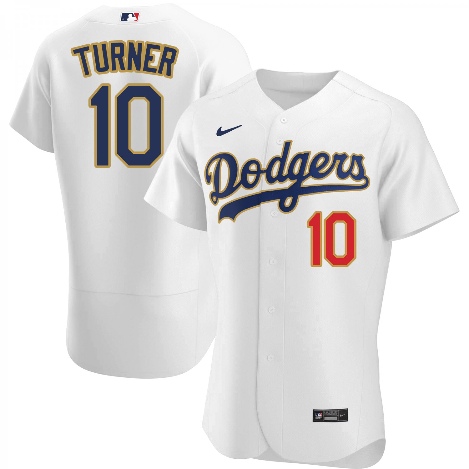فون ستوري Men's Los Angeles Dodgers #10 Justin Turner White Stitched MLB Cool Base Nike Jersey كالڤن كلاين