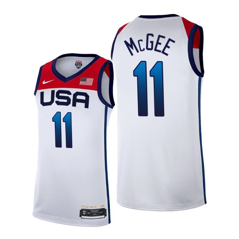 11 Javale Mcgee Men S Usa Basketball Team Jersey Tokyo Olympics 21 White Home Edition Stitched