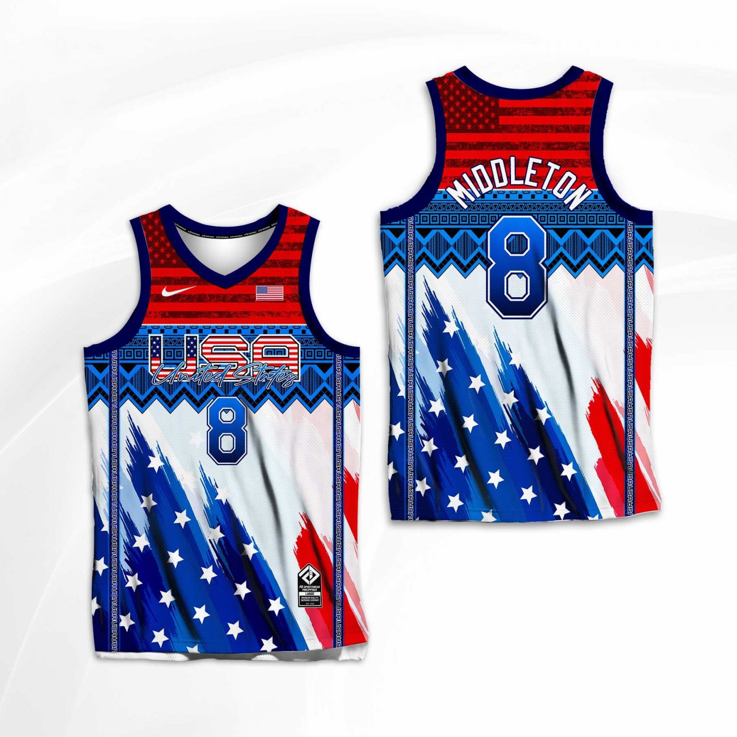 USA Basketball 8 Khris Middleton 2021 Tokyo Olympics Blue Away Men Jersey