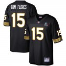 Men's #15 Tom Flores Las Vegas Raiders Jersey Throwback Black