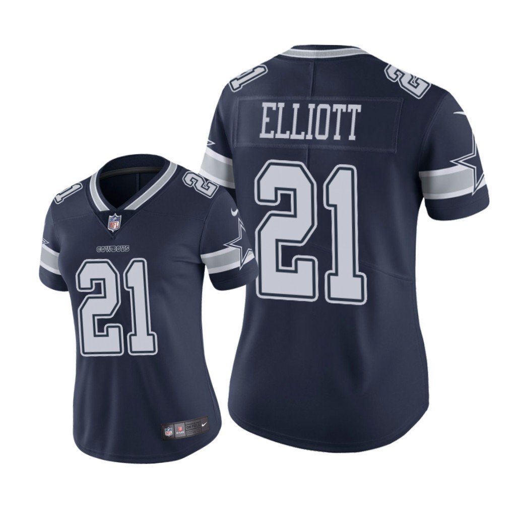 Women's #21 Ezekiel Elliott Dallas Cowboys Jersey Game Navy - All Stitched