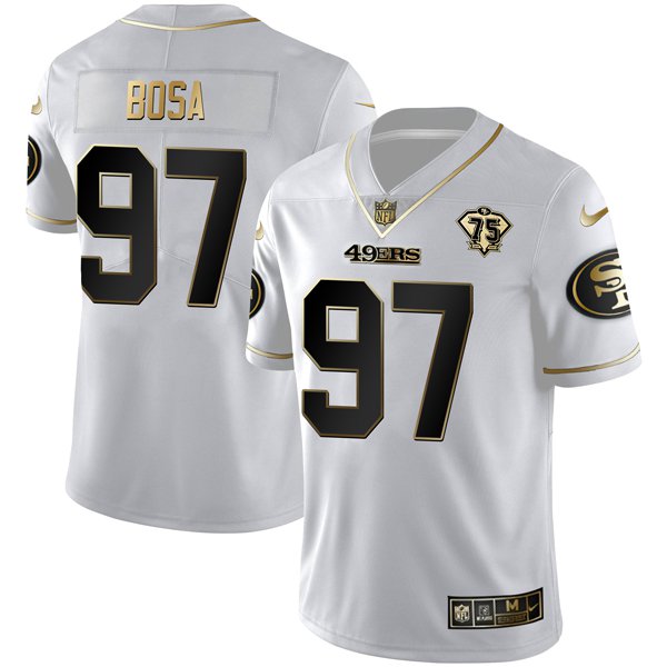 Men's #97 Nick Bosa Jersey San Francisco 49ers White Gold - Stitched