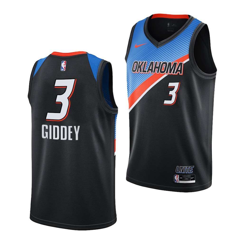 Men's #3 Josh Giddey Oklahoma City Thunder Jersey City Edition Black ...