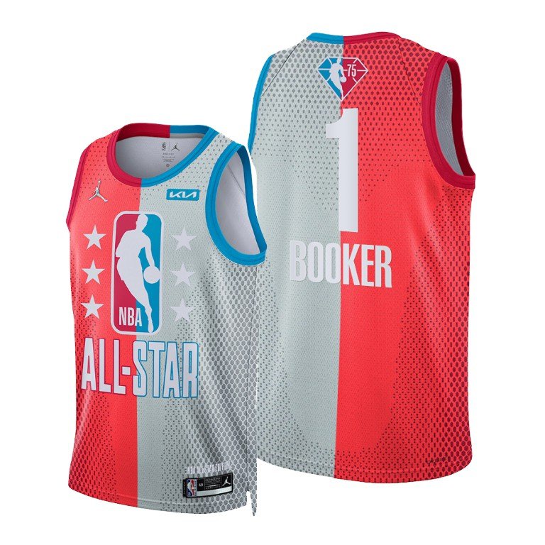 Youths 1 Devin Booker All Star Jersey 2022 Phoenix Suns Gray Red Stitched