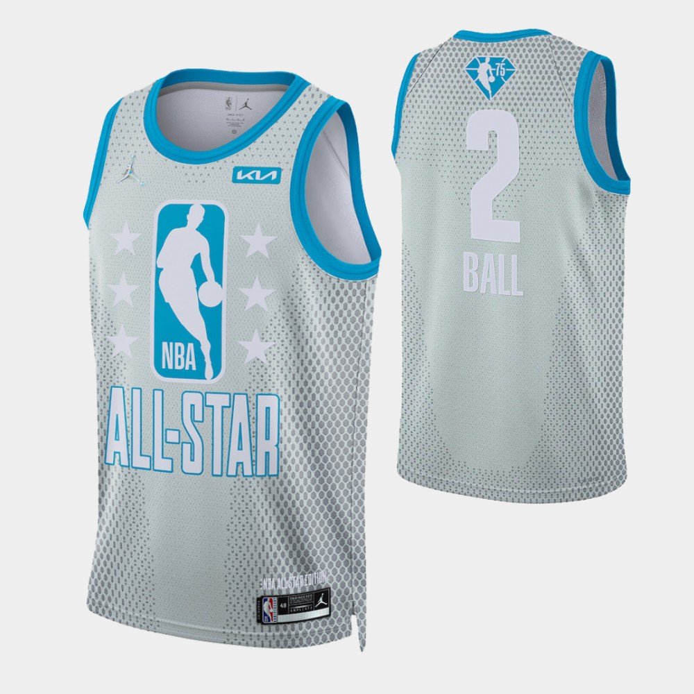 Mens 2 Lamelo Ball All Star Jersey 2022 Charlotte Hornets Gray Stitched 9959