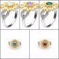 CZ stone ring jewelry bague Femme silver color cute sunflower gold crystal...
