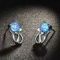 stud earrings White Blue Fire Opal Earrings for Women Jewelry Cute Cat Earrings