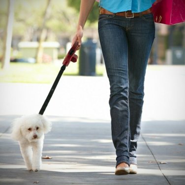 PAW Bio Retractable 16' Leash with Green Pick-up Bags, Red