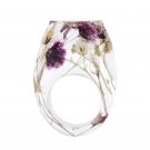 2019 Transparent Resin Inlay Dried Flower Resin Ring For Women Wedding Engagement Accessories