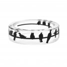2019 Black Birds Pattern Transparent Crystal Finger Ring Handmade Resin Band Ring