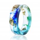 2019 Hot Handmade Resin Rings Men Blue&Green Ink Painted Scenery Inside Ring