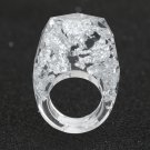 2019 New Transparent Resin Inlay gold/silver foil Handmade Resin Ring For Bride Wedding Jewelry