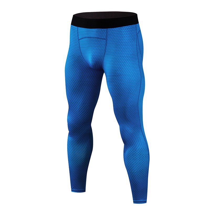Men's Blue compression pants leggings snake skin print