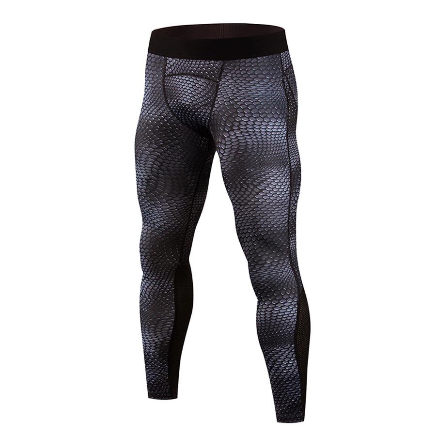 Men's Black compression pants leggings snake skin print