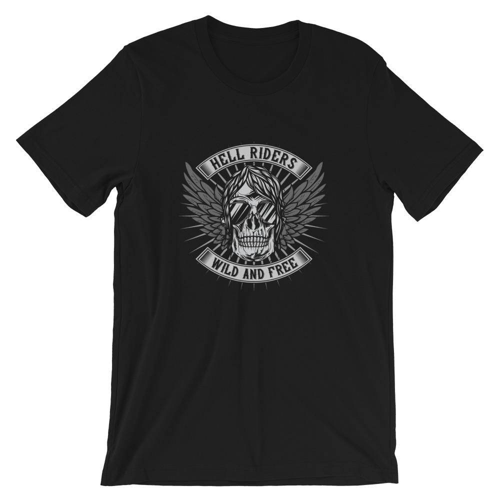 Hell Rider Wild And Free Skull Graphic Cool T-shirt