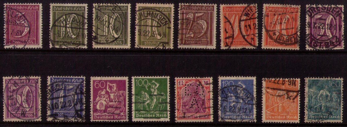 16 RARE GERMANY 1921-1922 USED STAMPS IN VERY GOOD CONDITION