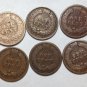 Indian Head Cent Lot (6) Top Row 1863,1899,1895 Bottom Row 1898,1895,1887 Rated Fine To Xtra Fine..