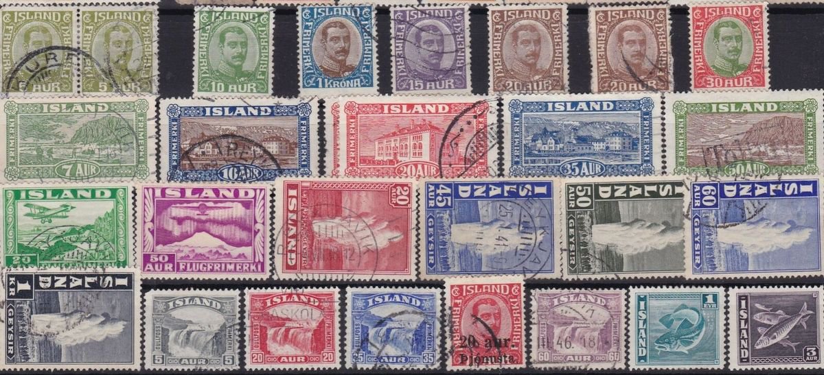 1920/1945 Iceland MH-Used-MNH Lot Batch Of (28) includes One Pair Very Fine Selection