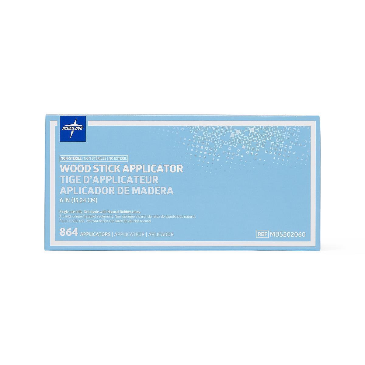 Medline Non Sterile Wooden Applicator Sticks 6" 864 Count MDS202060Z