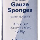 Medline Woven Non-Sterile Gauze Sponges, 3" x 3", 12 Ply, Case of 4000- NON25312