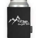 Life Begins- Koozie- Black w/ White