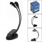 Light Lamp 4 LED 2 Dual Flexible Arms Clip Arm USB Reading Stand Book BedsideNEW