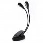 Light Lamp 4 LED 2 Dual Flexible Arms Clip Arm USB Reading Stand Book BedsideNEW