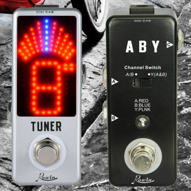 Rowin LEF-330 ABY Liner Micro A-B-Y Channel Switch + Tuner Guitar Pedal Deal New