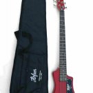 Hofner HCT-SHB-BK-R Shorty Electric Travel Bass Guitar with Gig Bag, Red New