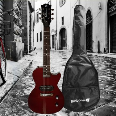 fishbone LP Jr. Red 32.5" 3/4 Size Electric Guitar+Gig Bag,Cable,Strap Travel
