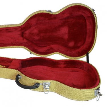 fishbone Yellow Tweed Les Paul Electric Guitar Hardshell Case New