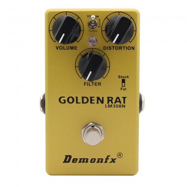 Demonfx GOLDEN RAT Guitar Effect Pedal Fuzz Distortion Boost With Three mode Tog