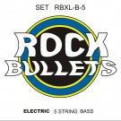 ROCK BULLETS RBXL-B-5 Pack of Premium Bass Guitar Strings 5 String Bass