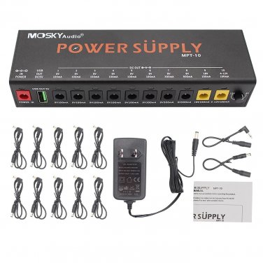 Mosky MPT-10 Guitar Effect Pedal Power Supply 10 Isolated DC Outputs/ 5V USB Out