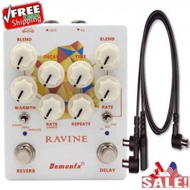 Demonfx RAVINE Reverb Delay + PDC Cable Numerous Set Options Guitar Effect Pedal