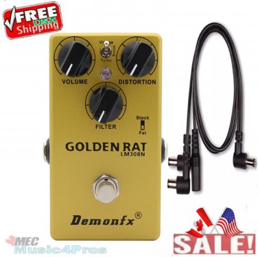 Demonfx GOLDEN RAT +PDC 3A Cable Guitar FX Pedal Fuzz DistortionBoost 3 mode Tog