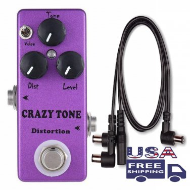 MOSKY CRAZY TONE RIOT Distortion +PDC-3 Cable Mini Guitar FX Pedal True Bypass