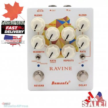 Demonfx RAVINE Reverb Delay Numerous Set Options Guitar Effect Pedal NEW! ca