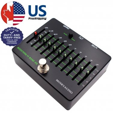MOSK BOOSTER & 10 Band Equalizer Pedal EQ Clean Buffer Booster 31.25Hz-16kHz