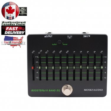 MOSKY BOOST & 10 Band Equalizer Pedal EQ Clean Buffer Booster 31.25Hz-16kHz