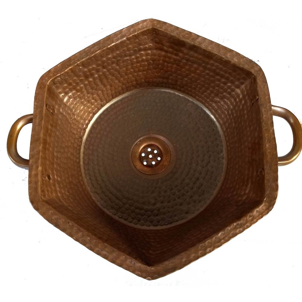 Rustic Bronze Copper Bathroom Hexagonal Sink Handles Toilet Renewal Remodel