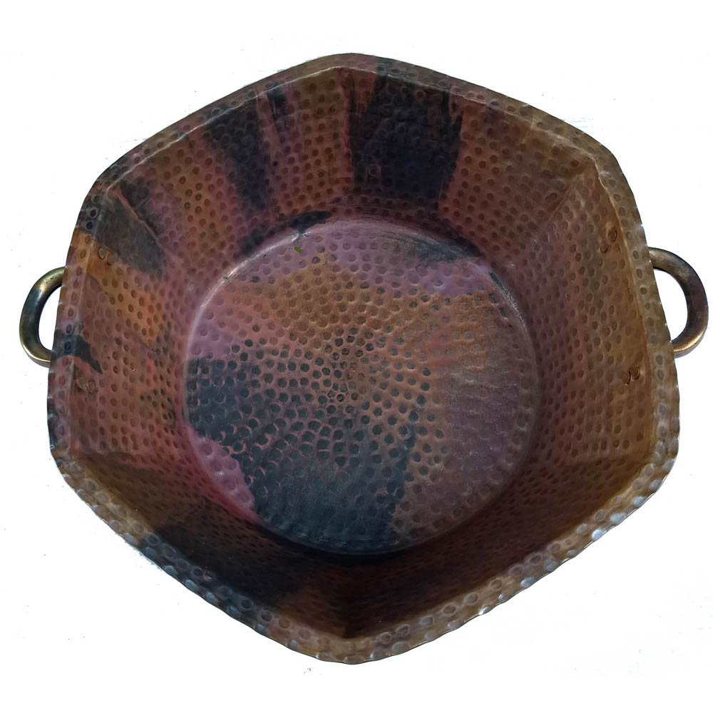 Reddish Rustic Hexagon Copper Foot Soaking Massage Spa Therapy Pedicure Bowls