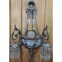 Rustic Pair Antique Replica Crystal Chains French Empire Ornate Wall Sconces