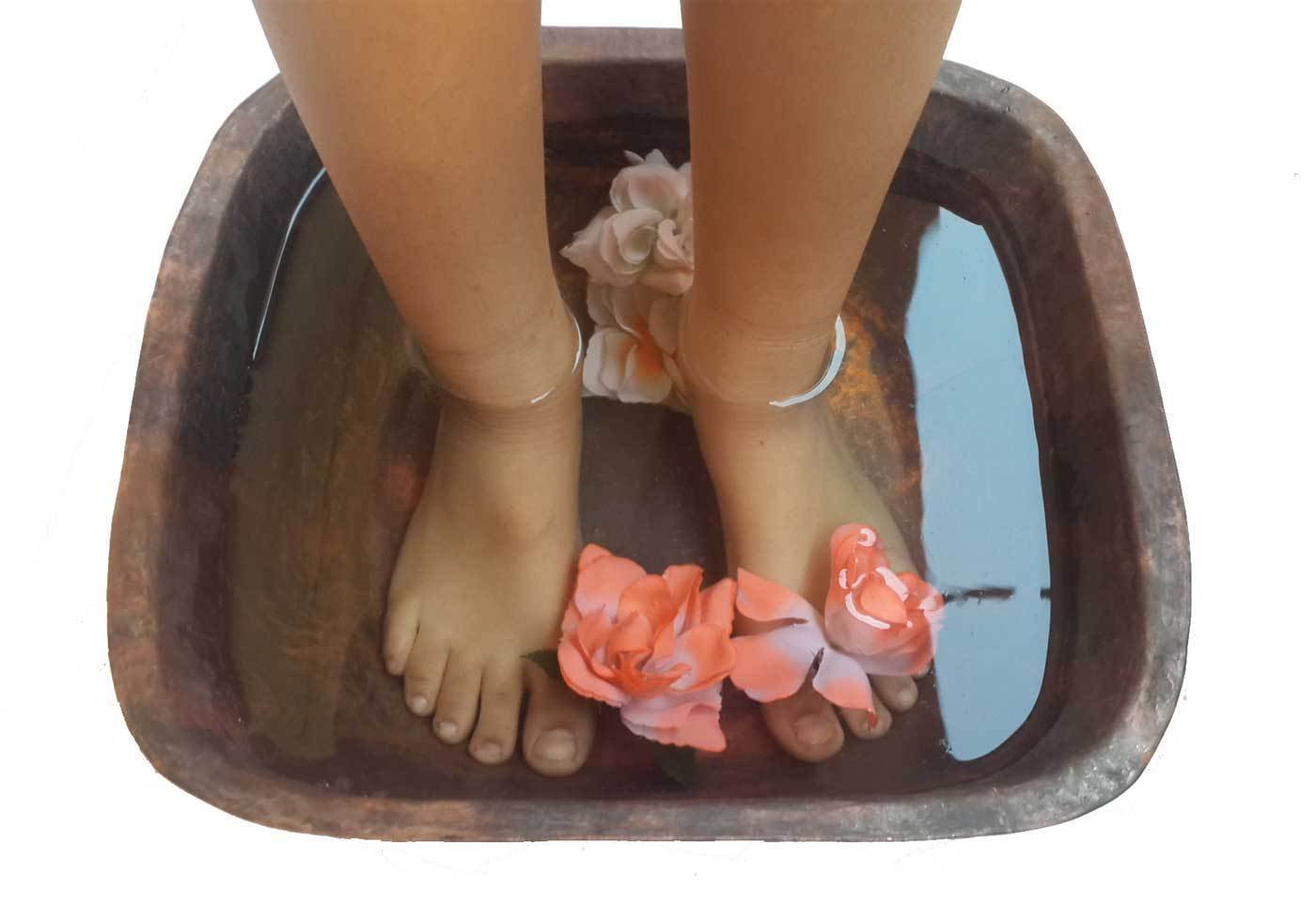 Rustic Square Copper Foot Soaking Bath Wash Massage Spa Therapy Pedicure Bowls