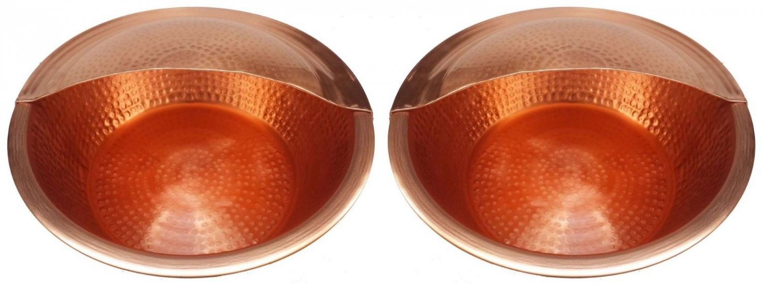 2 Polished Copper Foot Rub Soaking Bath Wash Massage Spa Therapy Pedicure Bowls