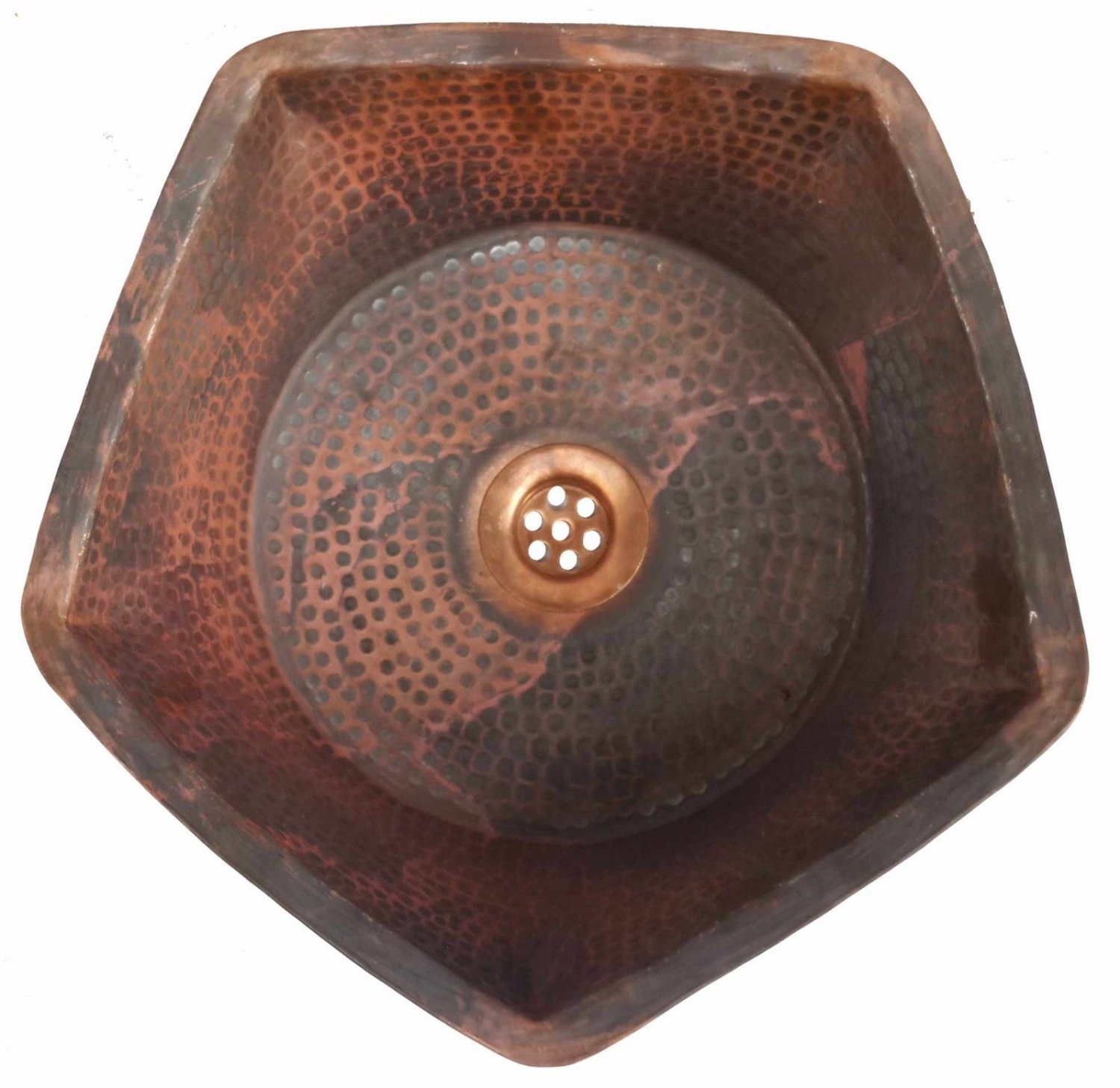 Hammered Rustic Flame Heated Bathroom Copper Pentagon Sink Kitchen Renovation